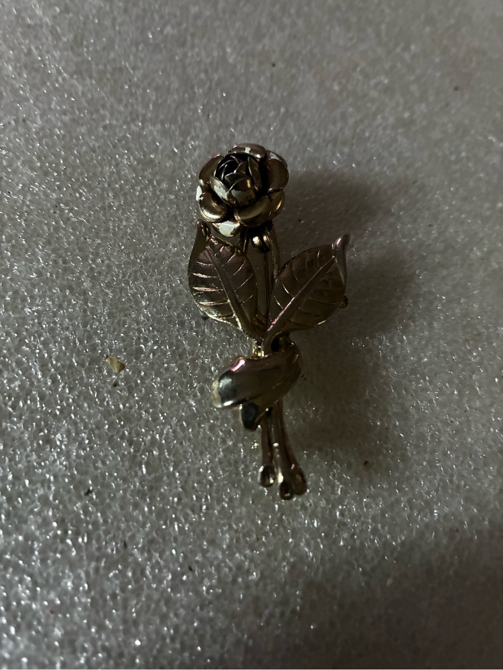 Gold-Tone Rose Stem Pin Brooch - Elegant Floral Accent